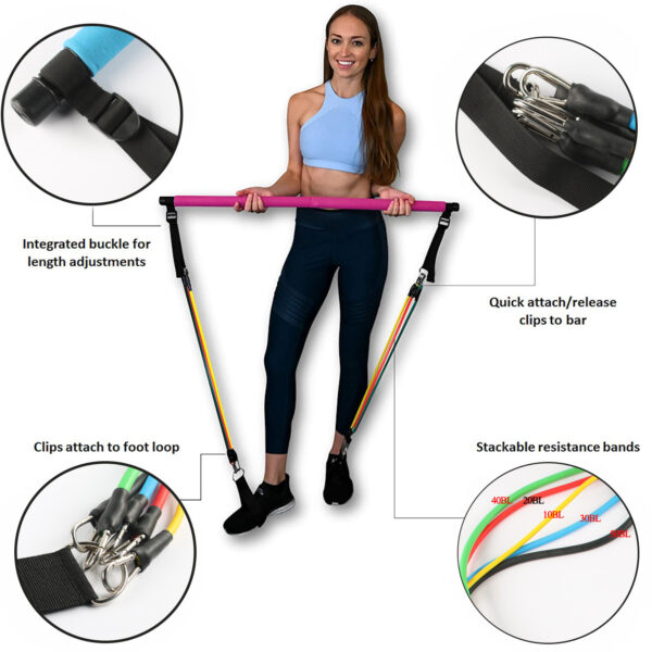Fitness Yoga Pilates Bar Portable Gym Accessories Sport Elastic Bodybuilding Resistance Bands For Home Trainer Workout Equipment - Image 2